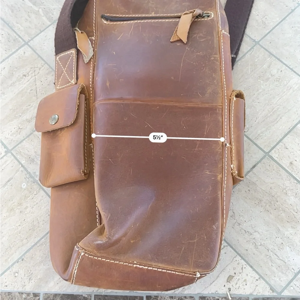 Volunteer Brown Men's Crossbody Bag Leather Business Casual Satchel EUC